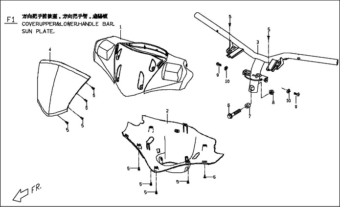 Genuine Blur Cover Upper and Lower Handle Bar and Sunplate